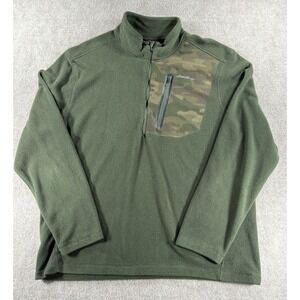 Eddie Bauer Men's XL Fleece‎ Pullover Green Camo Quarter Zip Outdoor Warm Jacket